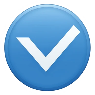 A blue circle entered by a white check mark sticker