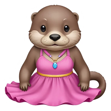 Otter is a blue lake wearing a pink halter dress sticker