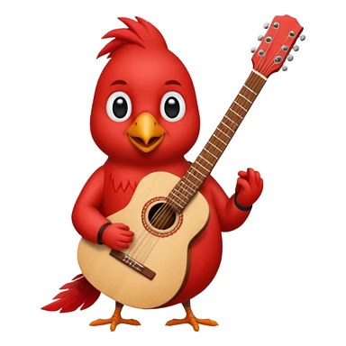 Cardinal bird with a guitar sticker