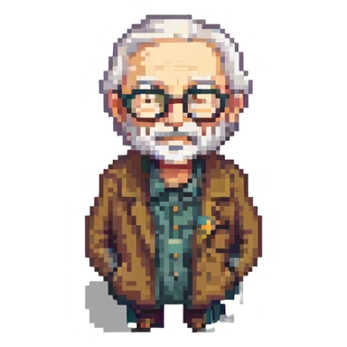 A nomadic old man wearing glasses sticker