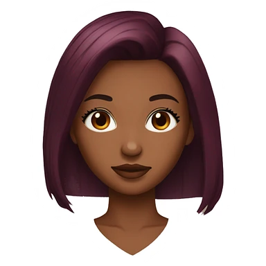 burgundy Red straight hair black girl with lashes sticker