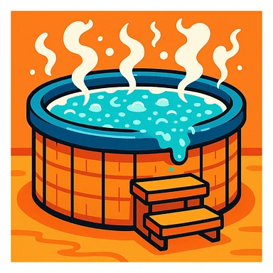 a hot tub, modern, steamy, inviting, vibrant cartoon style sticker