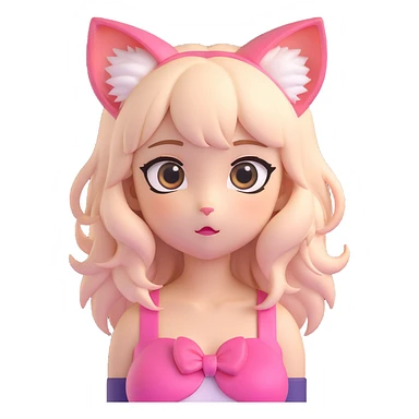 cute 3D anime cat girl, big eyes, pastel colors, playful expression, cat ears, soft hair, kawaii style sticker