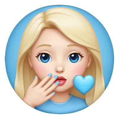Blowing kiss emoji with light blue heart sticker