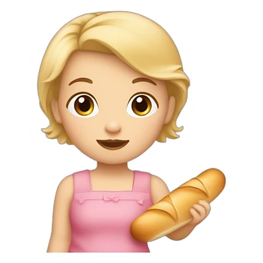 Bébé fille blonde avec baguette de pain  sticker