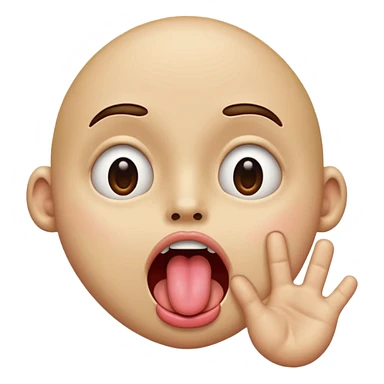 tongue out with hand to the side eyes rolled back and drool coming out of mouth  sticker