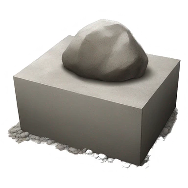 Large boulder embedded in concrete box in ground sticker