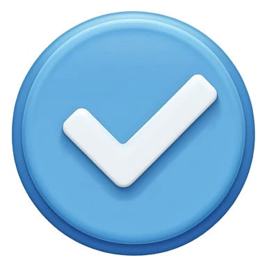 A blue circle inside it a white tick  sticker