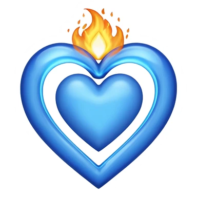 Blue heart with big BLUE flame NO RED OR ORANGE sticker