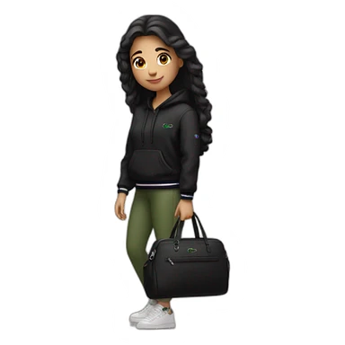 Lacoste bag latina girl with black lacoste hoodie sticker