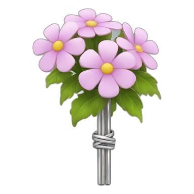 Blooming flowers wrapped around silver metal bar sticker