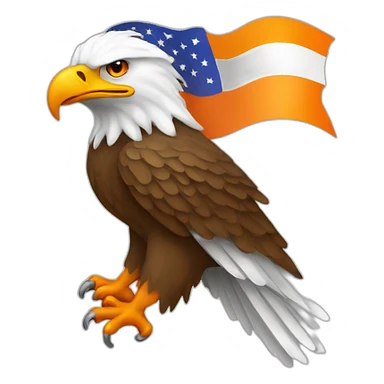 Eagle with flag White orange sticker