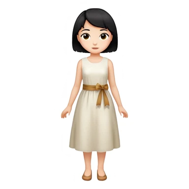 Girl with short black hair, wheat skin, and white dress in different poses sticker