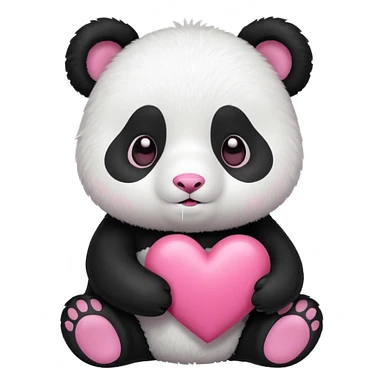 Panda blanco corazón rosa kawaii sticker