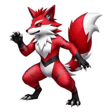 Shiny Red Anthro furry Zangoose-Obstagoon-Hybrid (full body) sticker