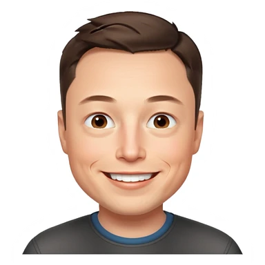 Elon Musk as an emoji, smiling, short hair, no text sticker