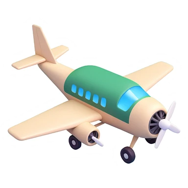 minimalist 3D Telegram logo airplane only, dark green and light beige colors, soft shadows, style like Instagram iOS logo, no background sticker