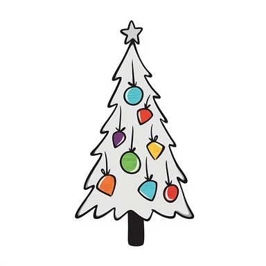 A Christmas tree with rainbow colors sticker