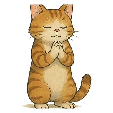 ghibli style cat praying sticker