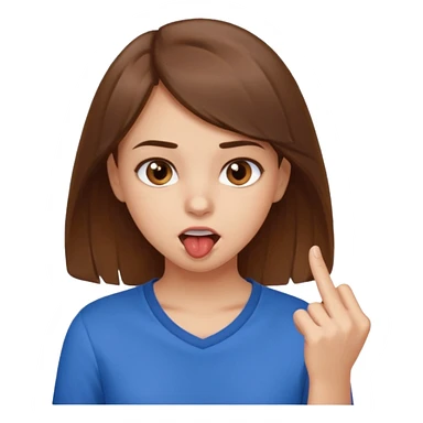 Fais moi une fille brune avec les yeux marrons, qui ce mort un doigt avec un regard coquin. sticker