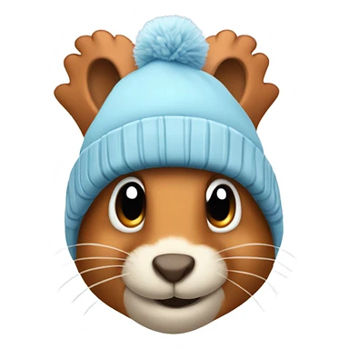 Squirrel wearing a furry ear flap winter hat holding two hatchets sticker