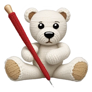 Crochet hook making a stuffed animal sticker