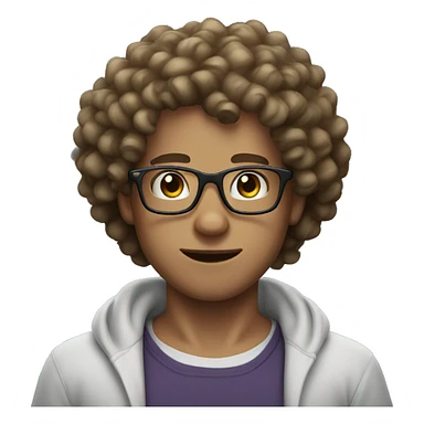 white boy curly hair biceps with glasses sticker
