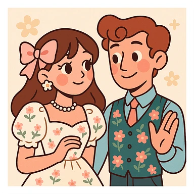 coquette style, floral patterns, soft blush tones, dainty accessories, dreamy and elegant sticker