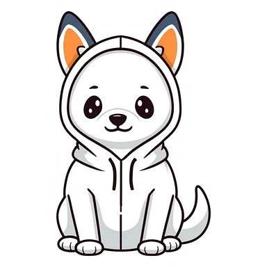 Dog wearing a hoodie sticker