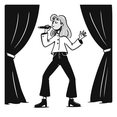 Sabrina Carpenter performing on Short n' Sweet tour, blonde hair, chic outfit sticker