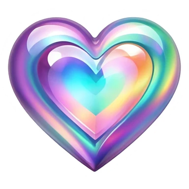 heart-shaped gemstone with swirling holographic colors sticker
