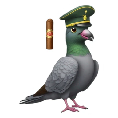 Soldier pigeon with cigar sticker