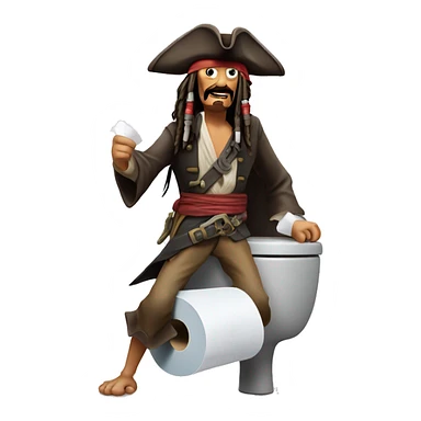 Jack sparrow runs out of toilet paper on the toilet  sticker