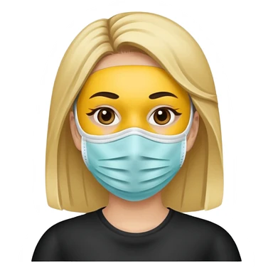 woman with face mask sticker