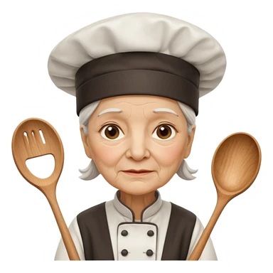 woman old chef with spoon sticker