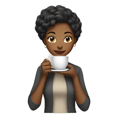 Caramel colored black woman with gray and black hair drinking tea sticker