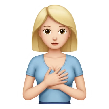 the woman holds one hand on her chest and the other on her stomach sticker