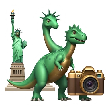 Dinosaur with camera and Statue of Liberty  sticker