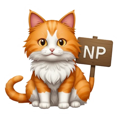 A cat holding a sign that says "NP" sticker