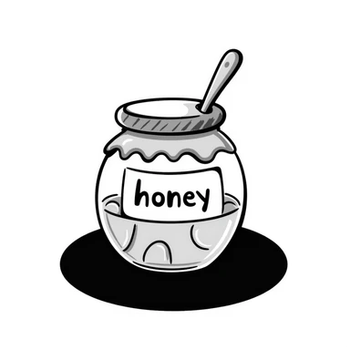 honey jar with hand drawn style sticker