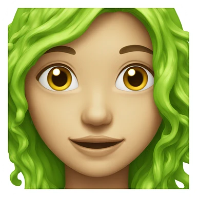 female with long hair smiling with slime sticker