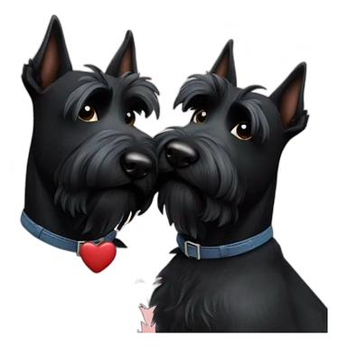 Two black Scottish terrier kissing sticker