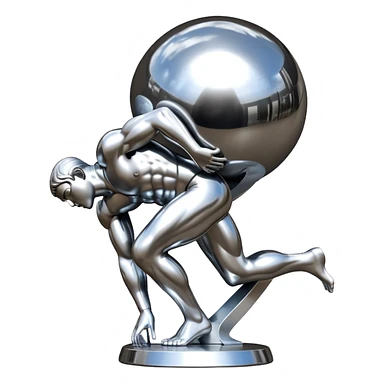 sorayama Sisyphus carrying big sphere on his back sculpture sticker
