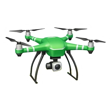 Agriculture drone sticker, spraying crops from above, green and yellow color, simple flat vector illustration, white outline, transparent background sticker