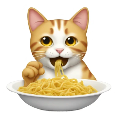 Cat eating pasta sticker