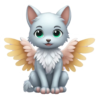 Anthro shy cute kawaii winged animal hybrid full body sticker