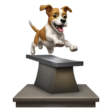 Dog jumping over anvil sticker