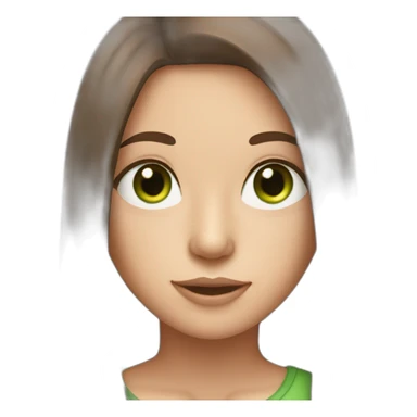 long straight brown hair girl with green eyes and freckles from head to chest sticker