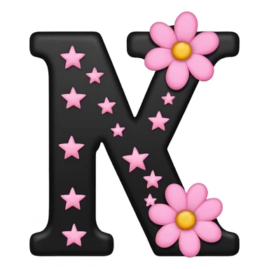 The letter V in black font with a pink heart stars and flowers sticker