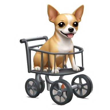 tan terrier Chihuahua mix with wheels/ cart/ dog wheelchair sticker